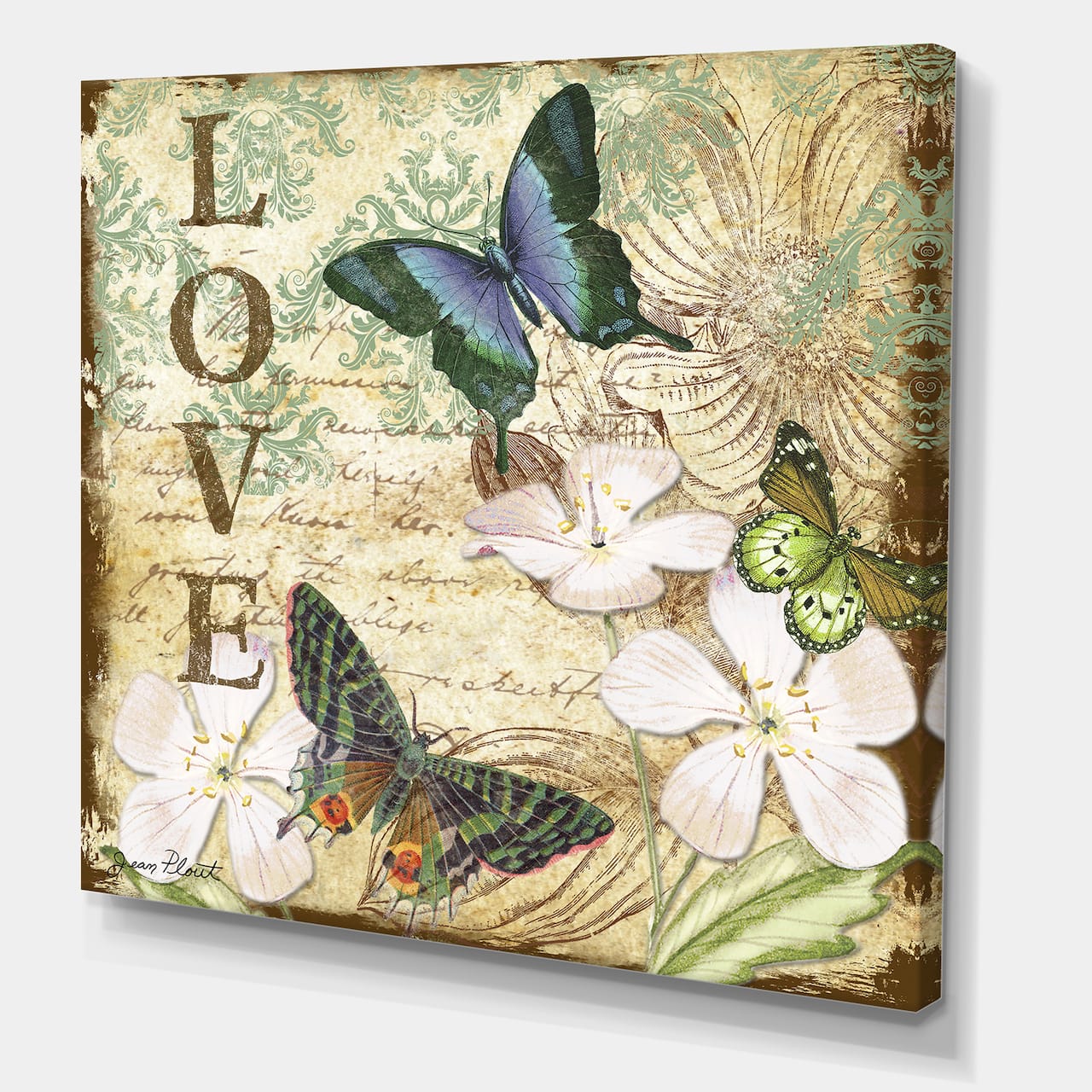 Designart - Inspirational Butterflies Love - Cottage Premium Canvas Wall Art